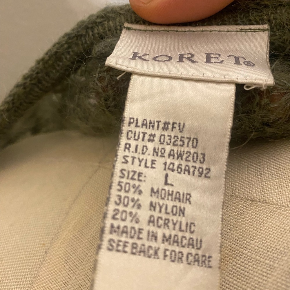 Vintage Koret Olive Mohair Blend Pointelle Sweater- like Sezane - Picture 5 of 6